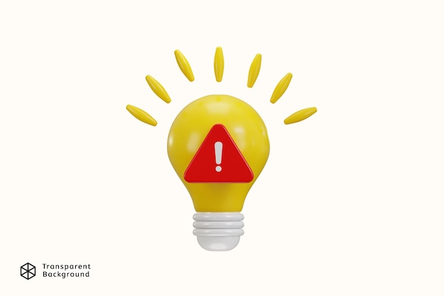 Lámpara con icono de señal de alerta 3d render concepto de idea creativa icono ilustración vectorial