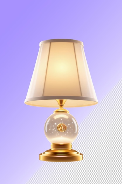 una lámpara con una letra a en ella que es de oro y tiene una letra "a" en ella
