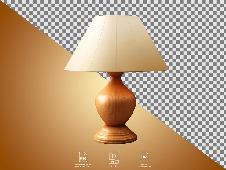 PSD una lámpara de madera con una sombra blanca