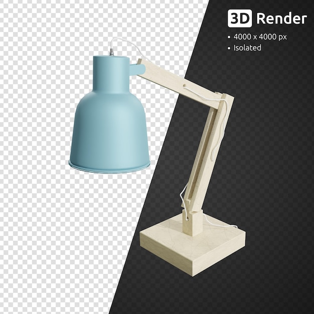 PSD lámpara de mesa aislado render 3d