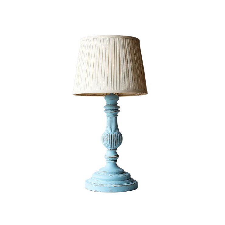 PSD lámpara de mesa azul elegante con una pantalla plegada