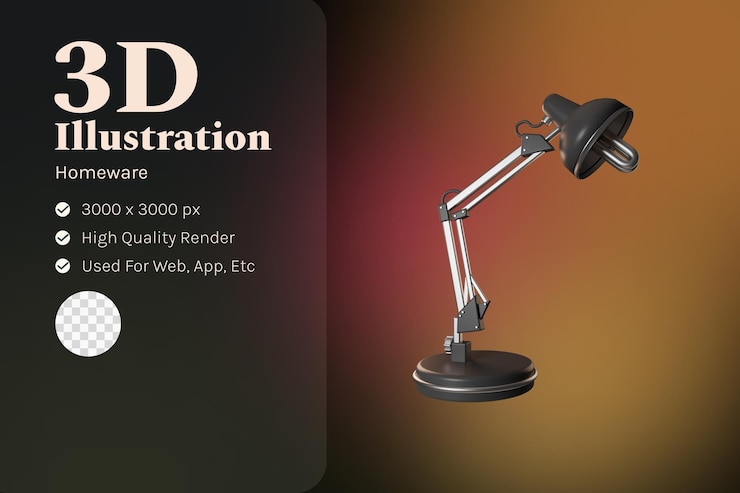 PSD lámpara de mesa ilustración 3d