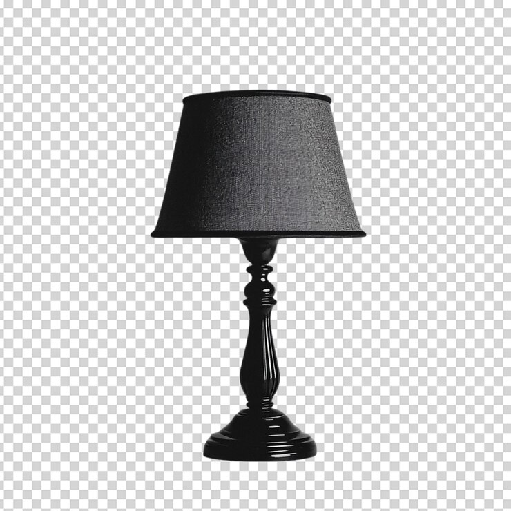 PSD lámpara de mesa de madera aislada sobre un fondo blanco