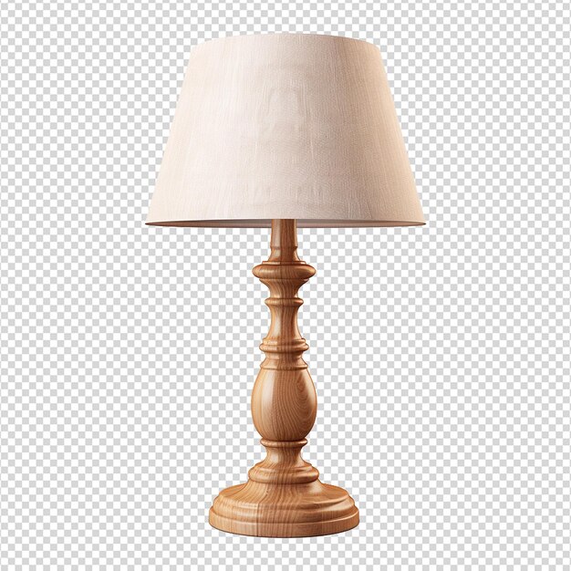 Lámpara de mesa de madera aislada sobre un fondo transparente