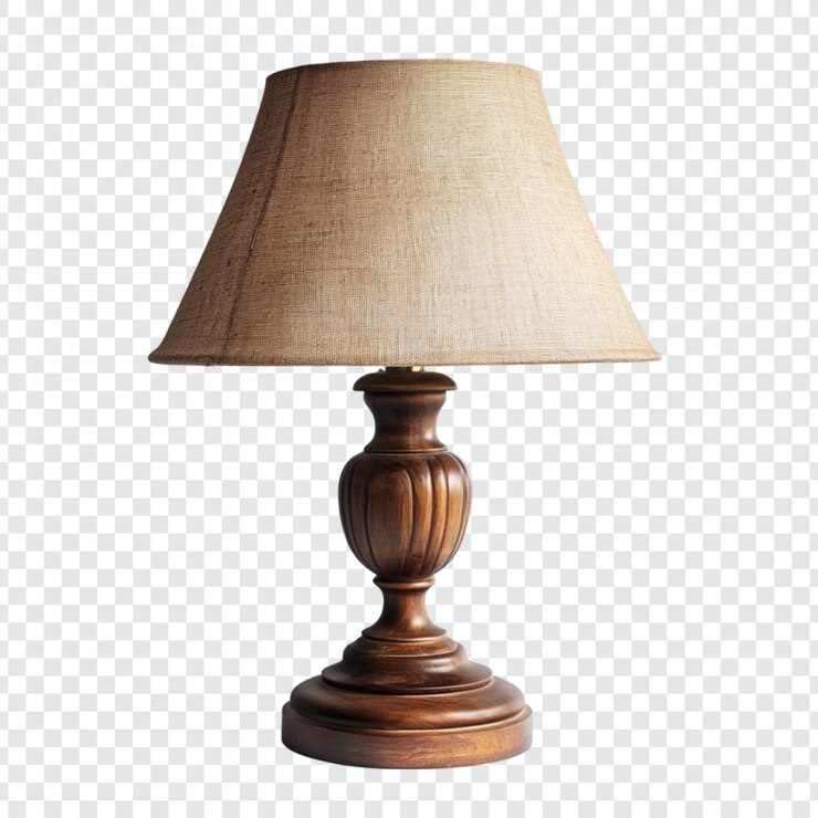 PSD lámpara de mesa de madera elegante sombra beige iluminación de decoración para el hogar