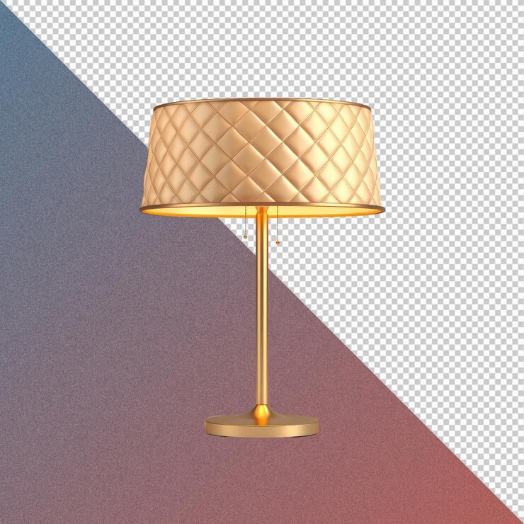 PSD lámpara de mesa de oro moderna con sombra acolchada