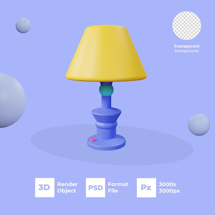 PSD lámpara de noche de renderizado 3d con fondo transparente psd