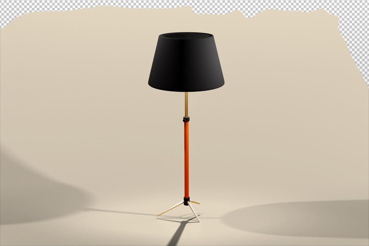 Lámpara de pie con fondo transparente y vista inferior diseño 3d formato psd
