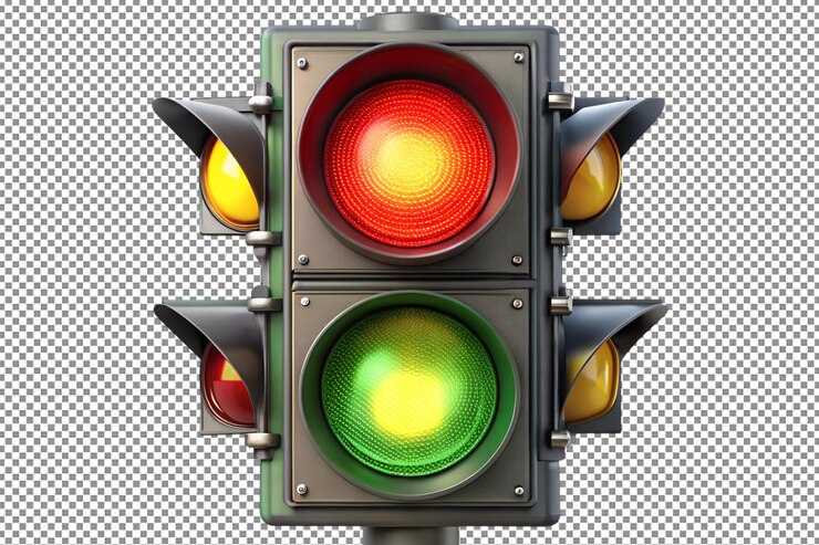 PSD lámpara de transporte clásico colores de señal de transporte parada accionamiento vector aislado luz roja