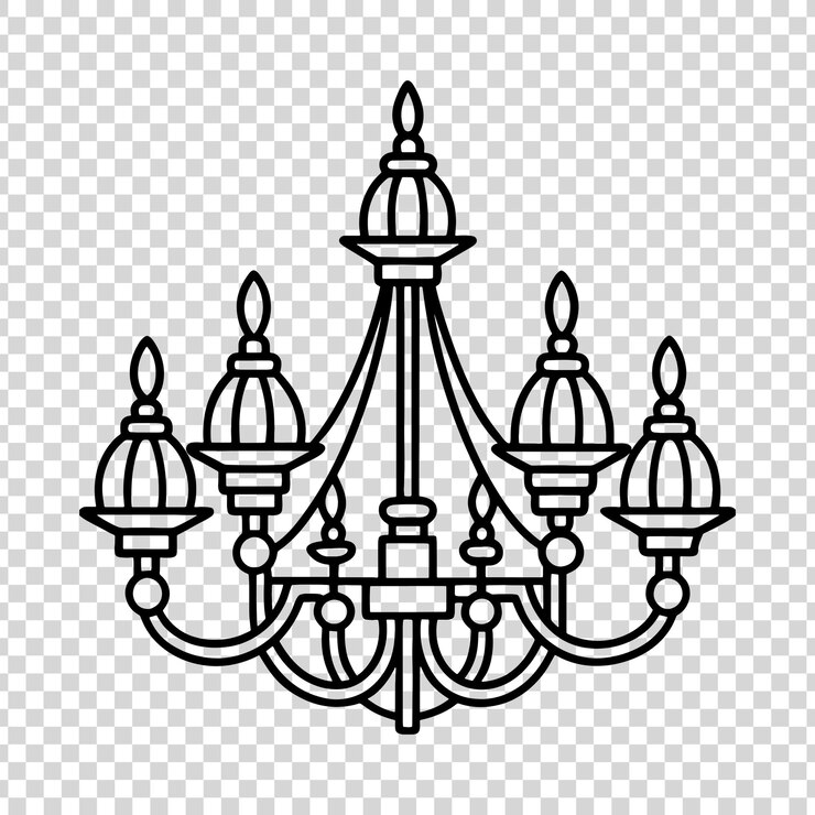 PSD lámparas de candelabro modernas aisladas sobre un fondo transparente