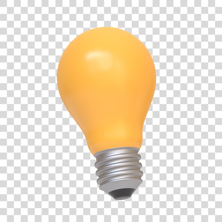 PSD lampe à ampoule isolée sur fond blanc signe et symbole d'icône 3d render 3d de style cartoon minimal