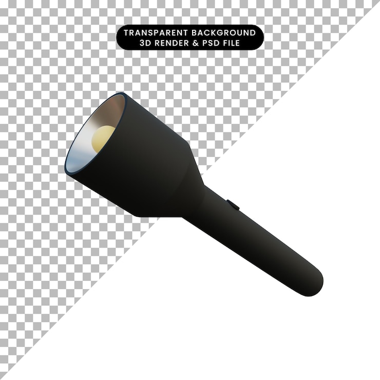 PSD lampe de poche objet simple illustration 3d