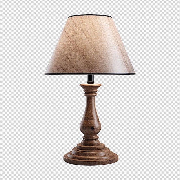 PSD lampe de table en bois isolée sur fond transparent