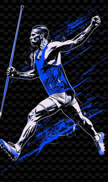 PSD lançador de javelin segurando javelin com sapatos de corrida e luva ilustração plana 2d sport background