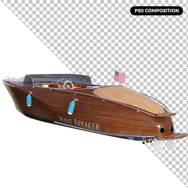 Lancha aislado render 3d