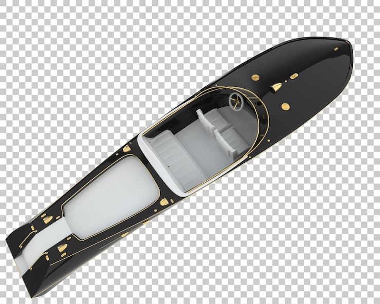 PSD lancha na ilustração de renderização 3d de fundo transparente