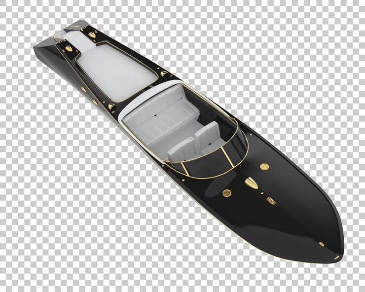 PSD lancha na ilustração de renderização 3d de fundo transparente