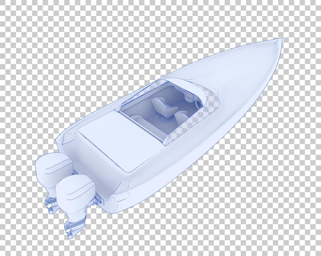 Lancha rápida en la ilustración de representación 3d de fondo transparente