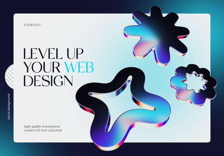 PSD landing page banner with 3d elements