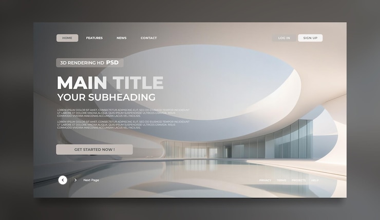 PSD landing page der modernen architekturkunst