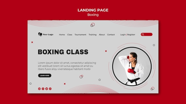 PSD landing page para entrenamiento de boxeo