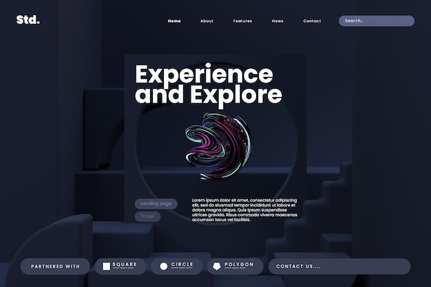 Landing Page für abstrakte Kugeln