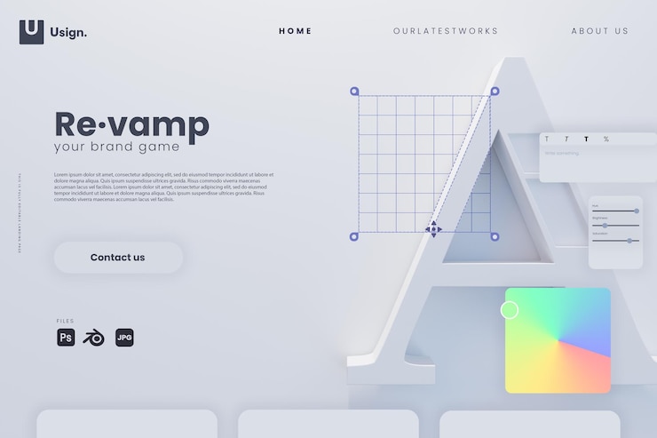 PSD landing page für minimalistische grafikdesignunternehmen