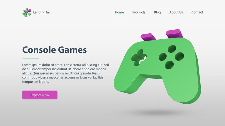 PSD landing page de juegos