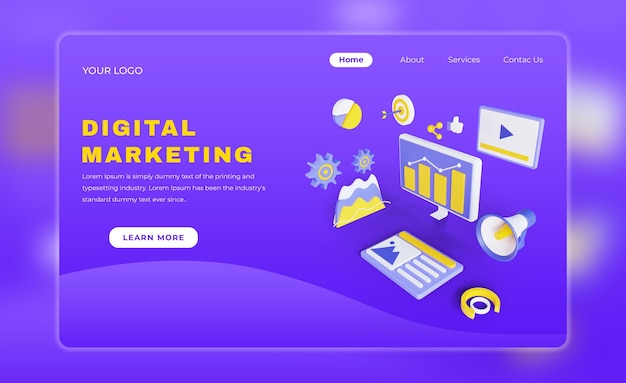 Landing page de marketing digital psd gratuito