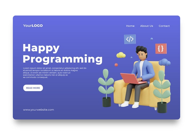 PSD landing page programmer day home page uiux premium psd