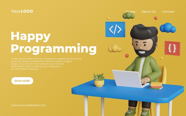 PSD landing page programmer day homepage uiux premium psd