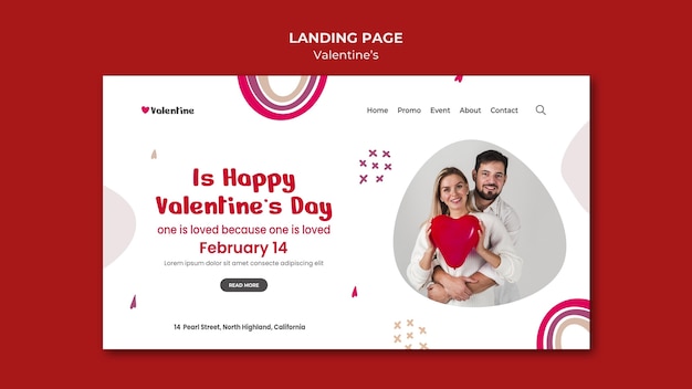 PSD landing page para san valentin con pareja.
