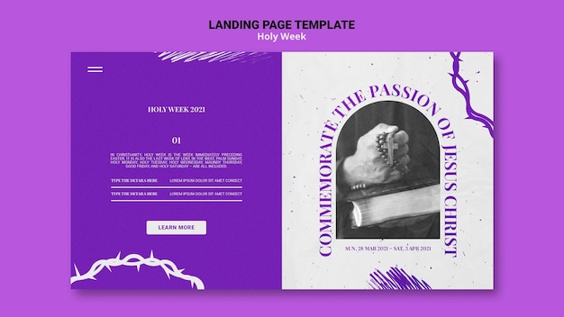 PSD landing page de semana santa con foto