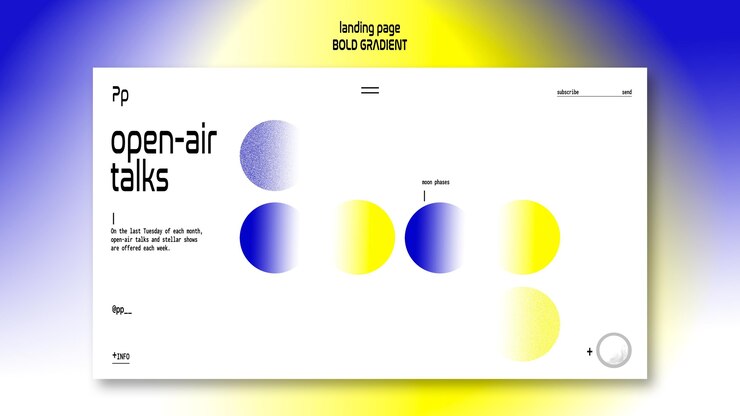 PSD landing page template in bold gradient with planet and science