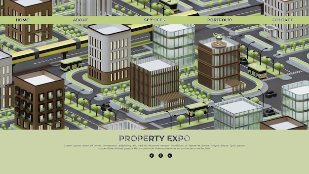 Landing Page Template With City Isometric 3D Illustration