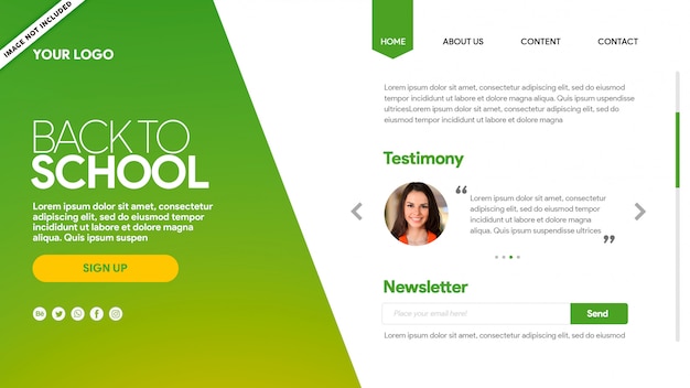 Landing page voltar para a escola green testimony