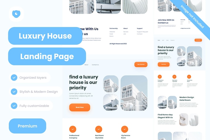 PSD landing pages website-vorlage für moderne luxushotels