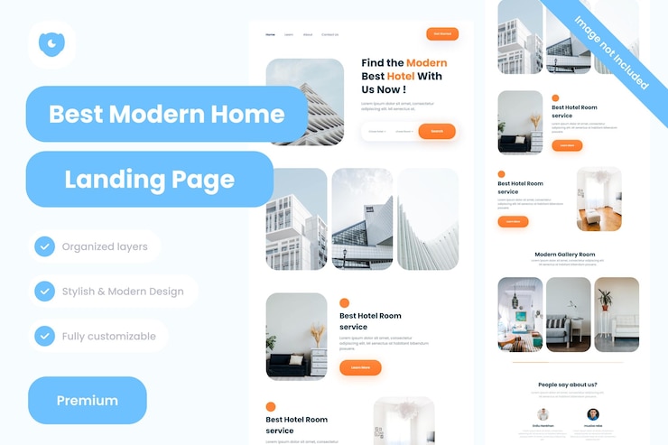 PSD landing pages website-vorlage für moderne luxushotels