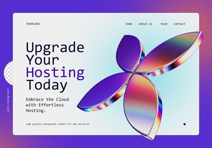 PSD landing-seiten-banner mit 3d-chrom-abstrakt-schmetterlingsillustration
