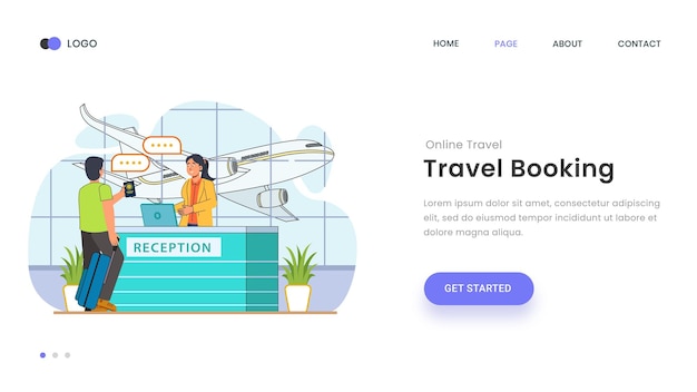 Landing-Seiten-Vektor-Design Reise-Buchungs-Design-Illustration