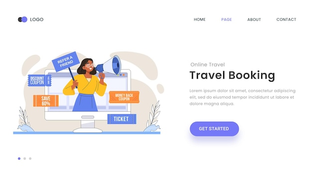 Landing-Seiten-Vektor-Design Reise-Buchungs-Design-Illustration