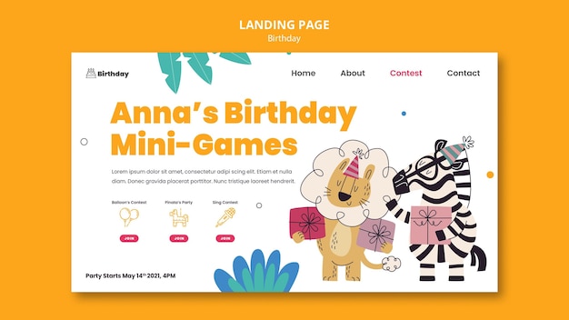 Landingpage der Geburtstagsfeier
