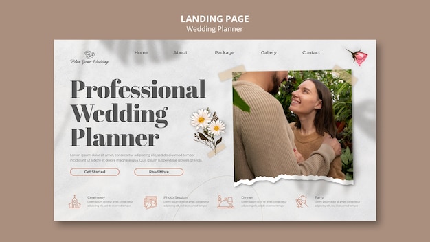 Landingpage-design für hochzeitsplaner