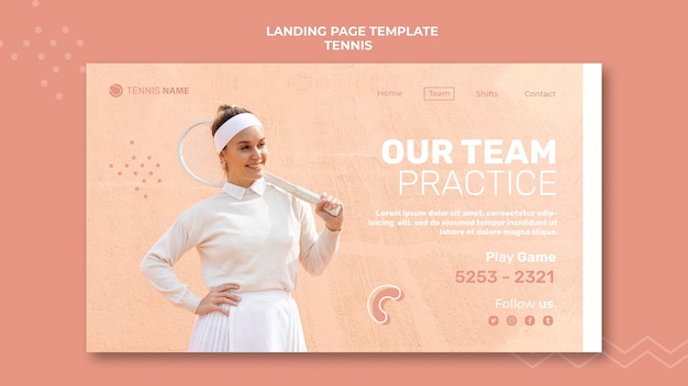 PSD landingpage-design für tennisübungen