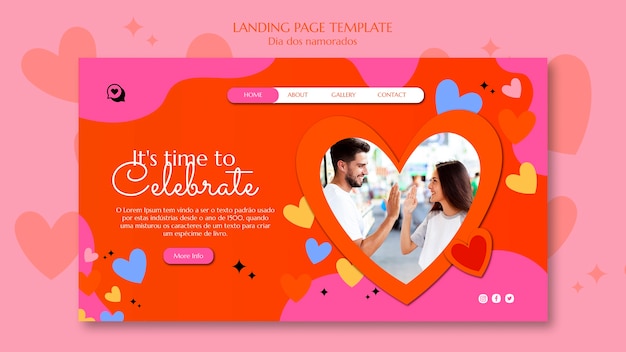 Landingpage-Designvorlage von Dia dos Namorados