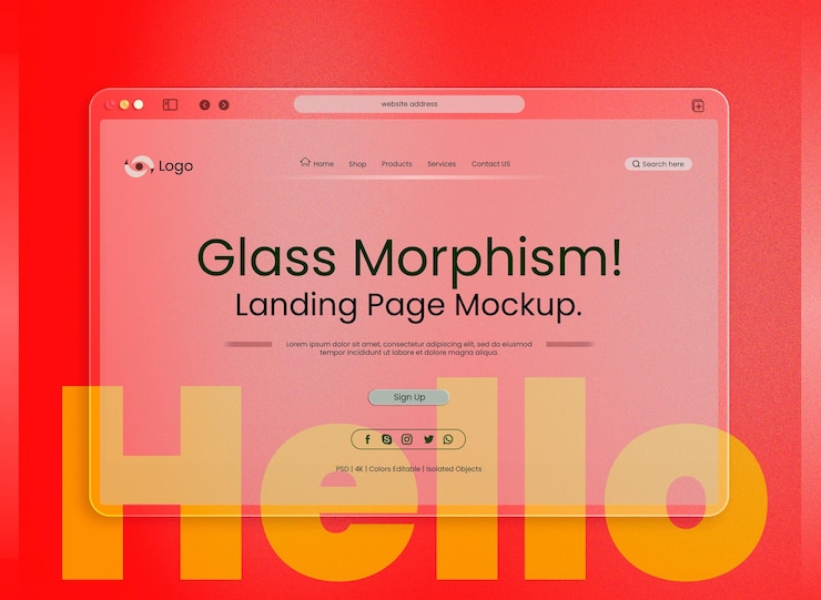 PSD landingpage-flüssigkeitseffekt-mockup
