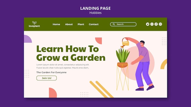 PSD landingpage für das gartenhobby