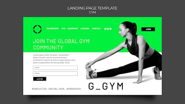 PSD landingpage für fitnesstraining