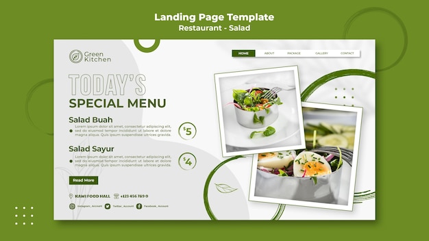 Landingpage für gesundes Essen