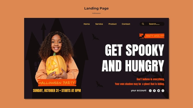 Landingpage für halloween-essen